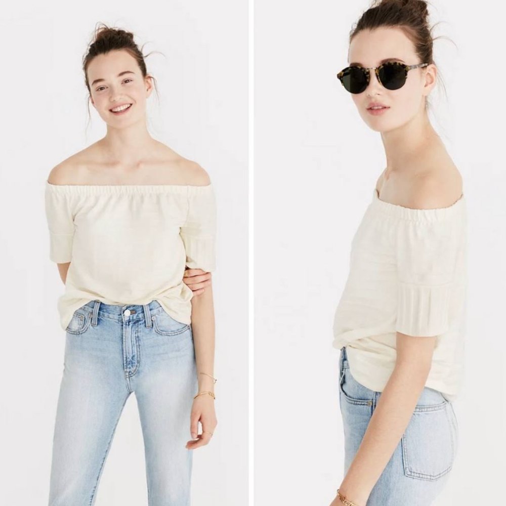 Madewell Off-Shoulder Cream Top, Small